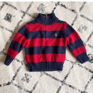 Ralph Lauren Baby Striped Cotton Quarter-Zip Sweater Size 12 months